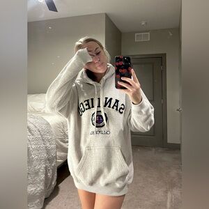 Oversized Cream and Silver Textured San Diego Sweatshirt